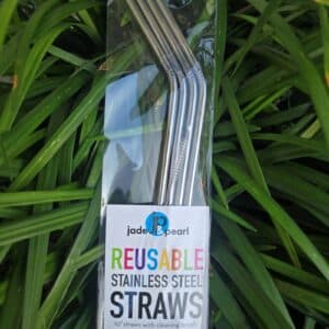 4pk of 10" Metal Straws with cleaning brush